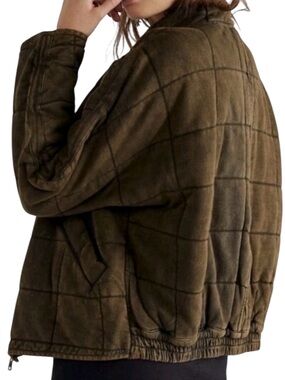 Free People Dolman Quilted Knit Jacket Size Small Olive Green So Comfortable!